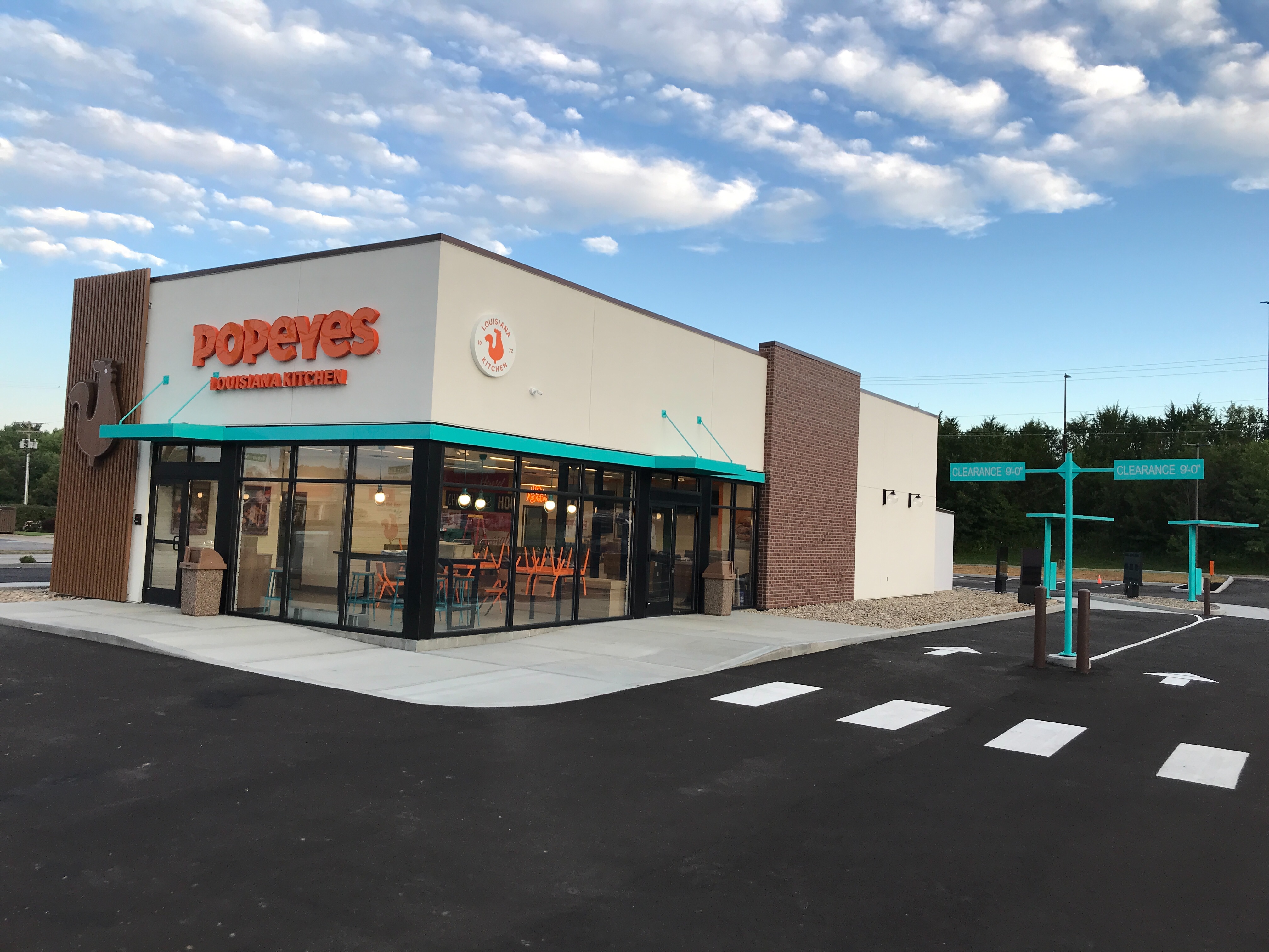 Popeyes exterior aurora IN Front of Building and Drive Through